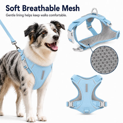 Ortekor Reflective Dog Harness for Night Walks, Daily Park Walks & No-Neck-Pull Comfort
