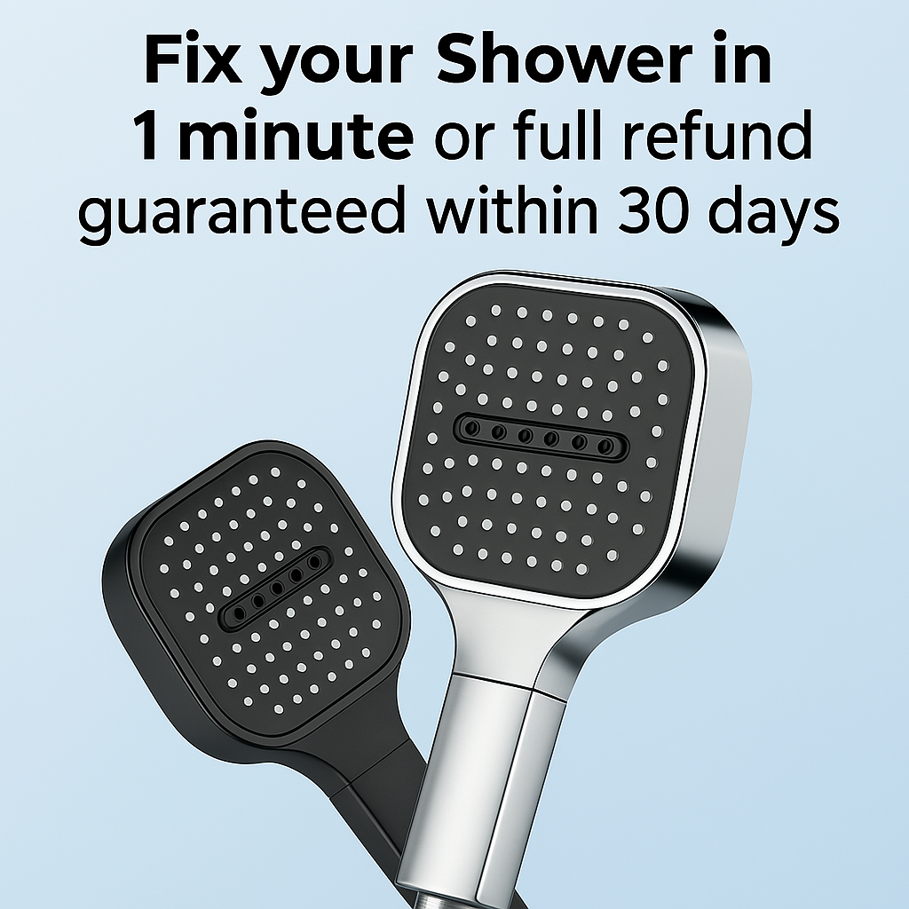 Filtered Showerhead with Pressure-Amplifying Jets for Low-Flow Homes – 3 Spray Modes, Tool-Free Install