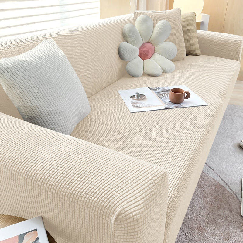 Stretch Sofa Cover Slipcover with Non-Slip Foam Strips for Living Room Furniture Protection