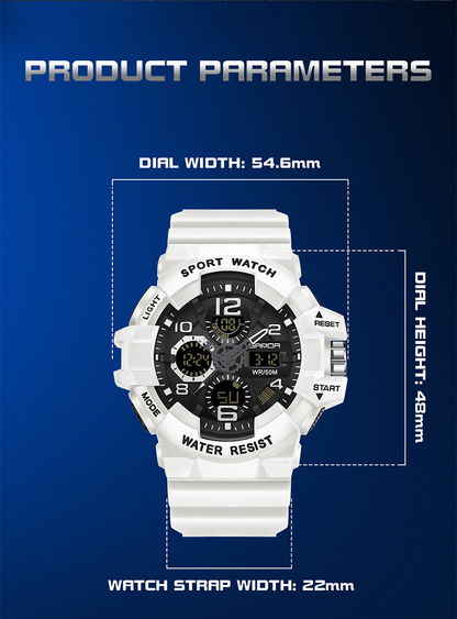 Reloj digital con esfera grande de 54,6 mm, reloj militar con resistencia al agua de 5 bares, reloj deportivo resistente para exteriores
