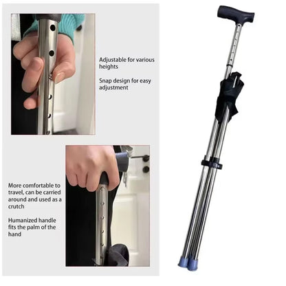 Folding Walking Cane with Built-In Seat & Tripod Base – Adjustable Height 22-34 in, Supports 287 lb, Lightweight 2.4 lb Aluminum Portable
