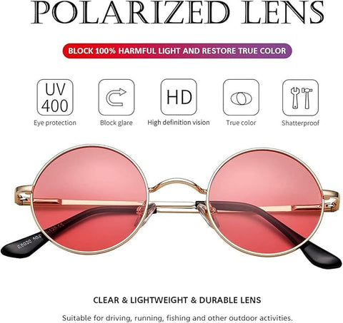 Gafas de sol polarizadas redondas retro con protección UV | Estilo vintage para aventuras al aire libre