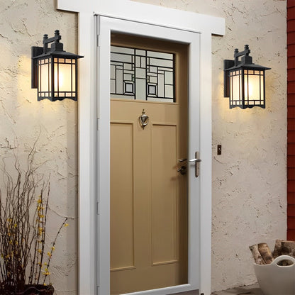 Outdoor Solar Lantern Sconce with Remote Control 13.4 Inch Cast Aluminum Waterproof Porch Light Black Bronze for Front Door Garden Patio
