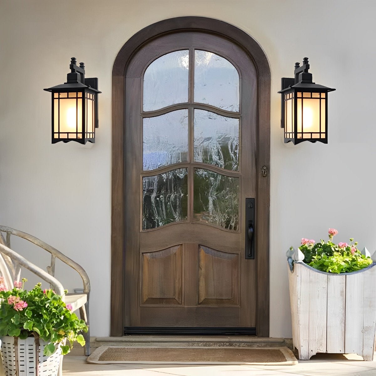 Outdoor Solar Lantern Sconce with Remote Control 13.4 Inch Cast Aluminum Waterproof Porch Light Black Bronze for Front Door Garden Patio