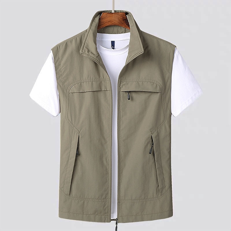Quick-Dry Mesh Vest for Men Multi-Pocket Outdoor Fishing Hiking Travel Sleeveless Jacket Breathable Lightweight Adventure Gear
