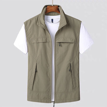 Quick-Dry Mesh Vest for Men Multi-Pocket Outdoor Fishing Hiking Travel Sleeveless Jacket Breathable Lightweight Adventure Gear