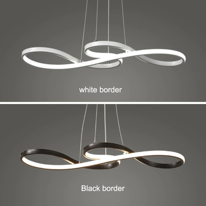 Modern Circle Hanging Fixture with Remote Dimming for Dining Room & Kitchen Island Adjustable Height 47 in Black White Gold Finish Contempor