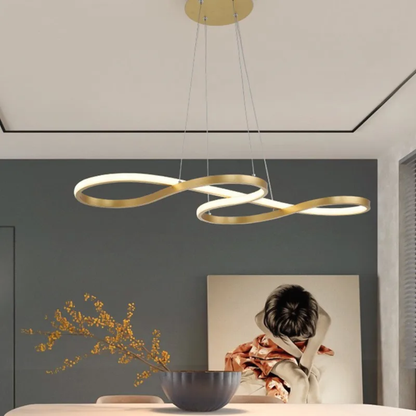Adjustable Ring Ceiling Light with Remote Dimmable LED 37 in Gold for Dining Room Kitchen Island Modern Hanging Fixture 3-Color Temperature