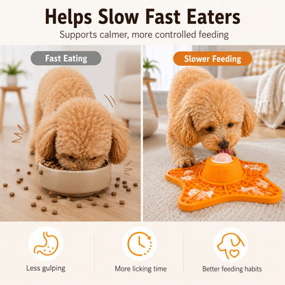Ortekor Interactive Rolling Ball Slow Feeder Lick Mat for Dogs & Cats - Keeps Fast Eaters Busy During Meals, Grooming & Frozen Treat Time