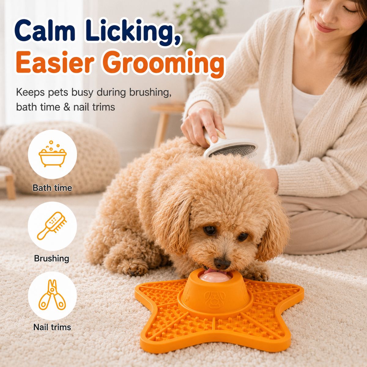 Ortekor Interactive Rolling Ball Slow Feeder Lick Mat for Dogs & Cats - Keeps Fast Eaters Busy During Meals, Grooming & Frozen Treat Time