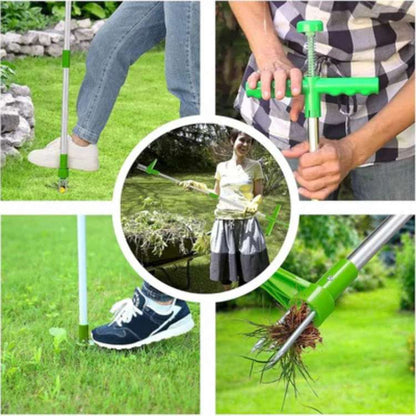 Herramienta para desmalezar dientes de león con mango largo para céspedes y parterres: extractor de raíces de pie para jardines y patios