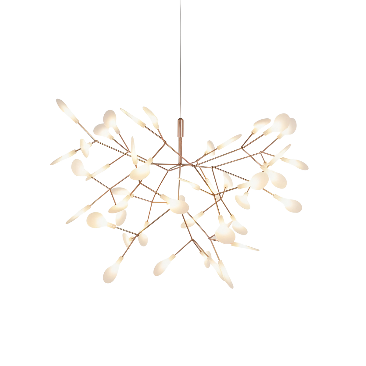 Branching LED Chandelier with Glowing Orbs in Rose Gold Finish – Modern Multi-Light Fixture for Dining Room, Living Room & High Ceilings