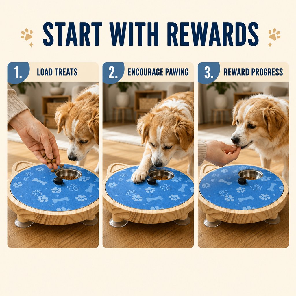 Ortekor 2-in-1 Rotating Dog Nail Scratch Board & Treat Puzzle for At-Home Front-Paw Care - Designed for Dogs That Dislike Clippers