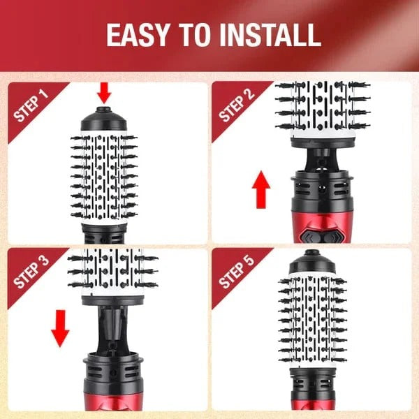 Dual-Brush Volumizing Hot Air Styler with 360° Rotation & 3 Heat Settings for All Hair Types