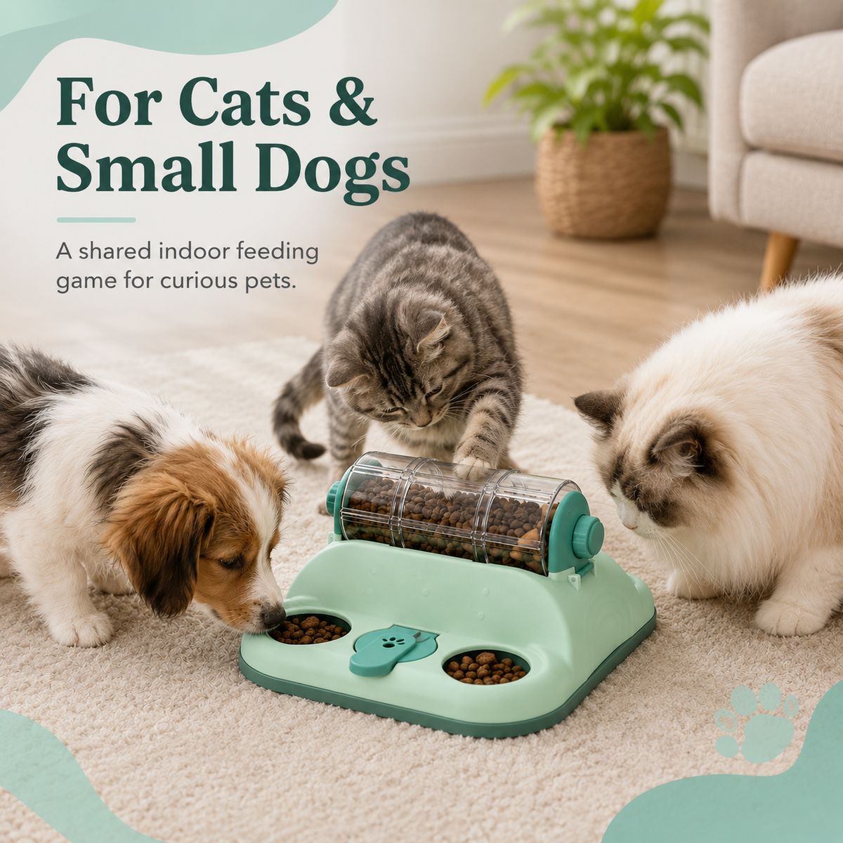 Ortekor Indoor Rotating Puzzle Feeder for Cats & Small Dogs - Slow Feeding Toy for Fast Eaters & Bored Pets
