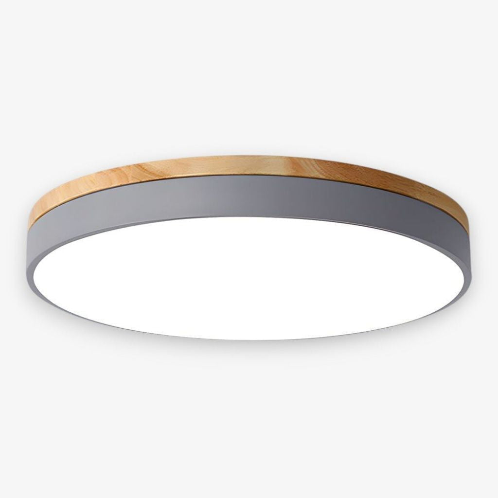 Lámpara de techo LED de montaje empotrado, marco de madera, redonda, acrílico, 12-20 pulgadas, cableada, para dormitorio, sala de estar, oficina, cocina, pasillo, moderna y minimalista