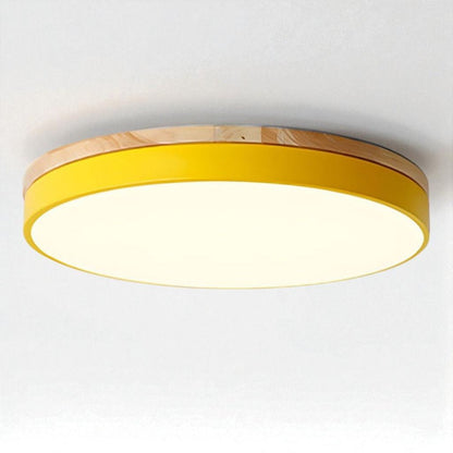 Lámpara de techo LED de montaje empotrado, marco de madera, redonda, acrílico, 12-20 pulgadas, cableada, para dormitorio, sala de estar, oficina, cocina, pasillo, moderna y minimalista