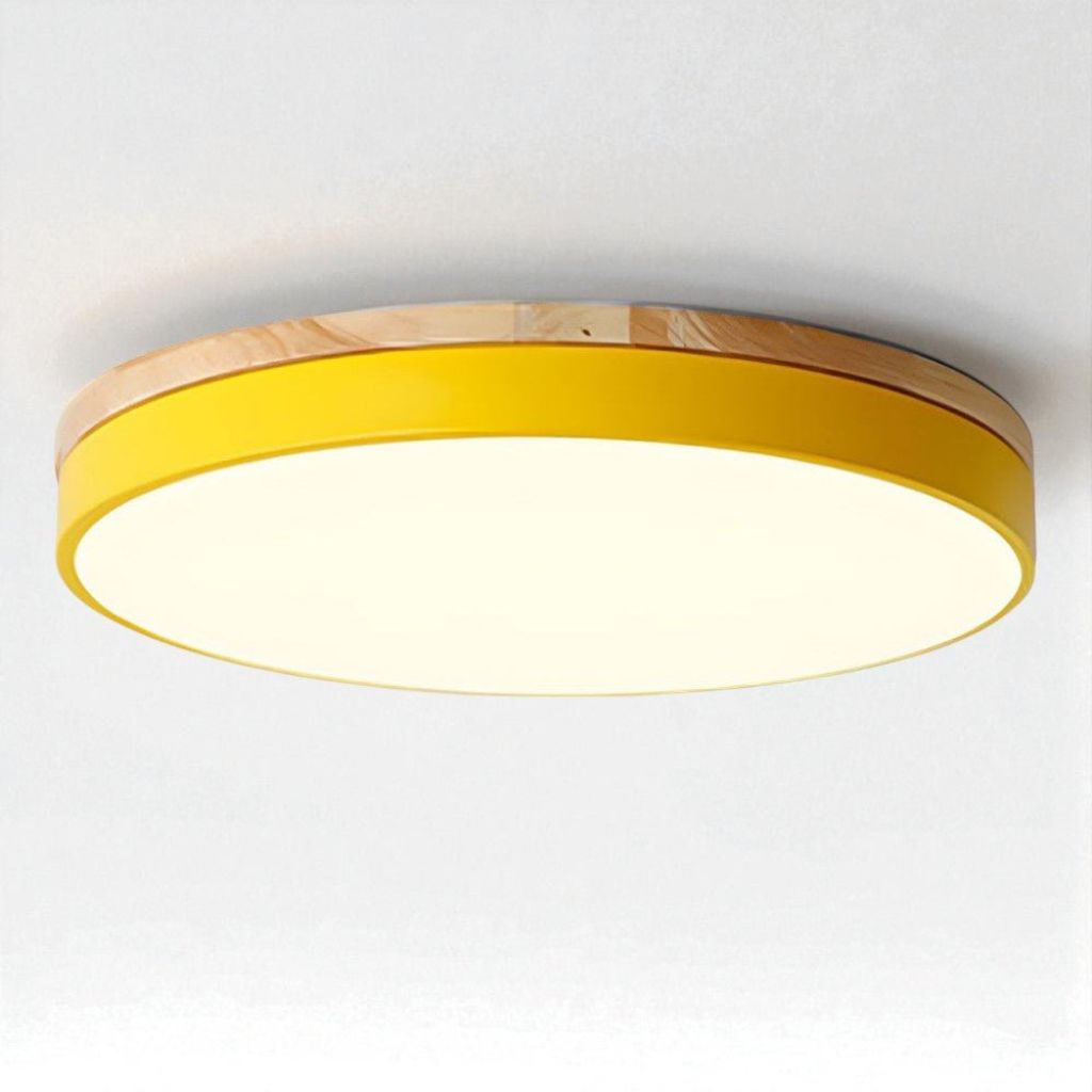 Lámpara de techo LED de montaje empotrado, marco de madera, redonda, acrílico, 12-20 pulgadas, cableada, para dormitorio, sala de estar, oficina, cocina, pasillo, moderna y minimalista