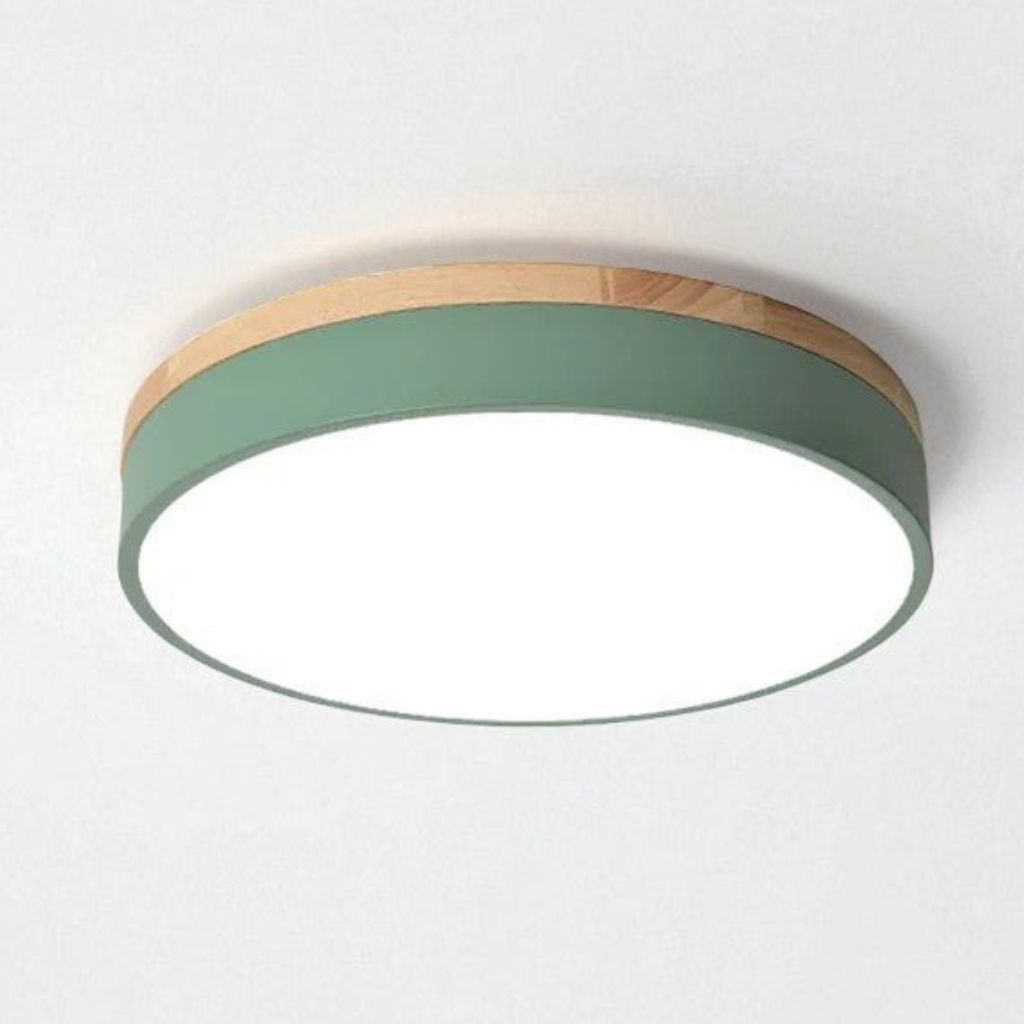 Lámpara de techo LED de montaje empotrado, marco de madera, redonda, acrílico, 12-20 pulgadas, cableada, para dormitorio, sala de estar, oficina, cocina, pasillo, moderna y minimalista