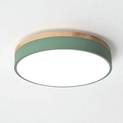 Lámpara de techo LED de montaje empotrado, marco de madera, redonda, acrílico, 12-20 pulgadas, cableada, para dormitorio, sala de estar, oficina, cocina, pasillo, moderna y minimalista