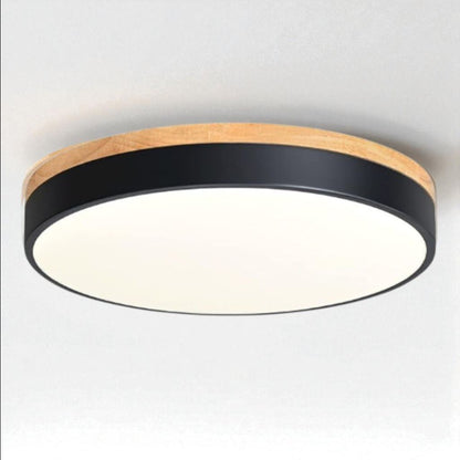 Lámpara de techo LED de montaje empotrado, marco de madera, redonda, acrílico, 12-20 pulgadas, cableada, para dormitorio, sala de estar, oficina, cocina, pasillo, moderna y minimalista