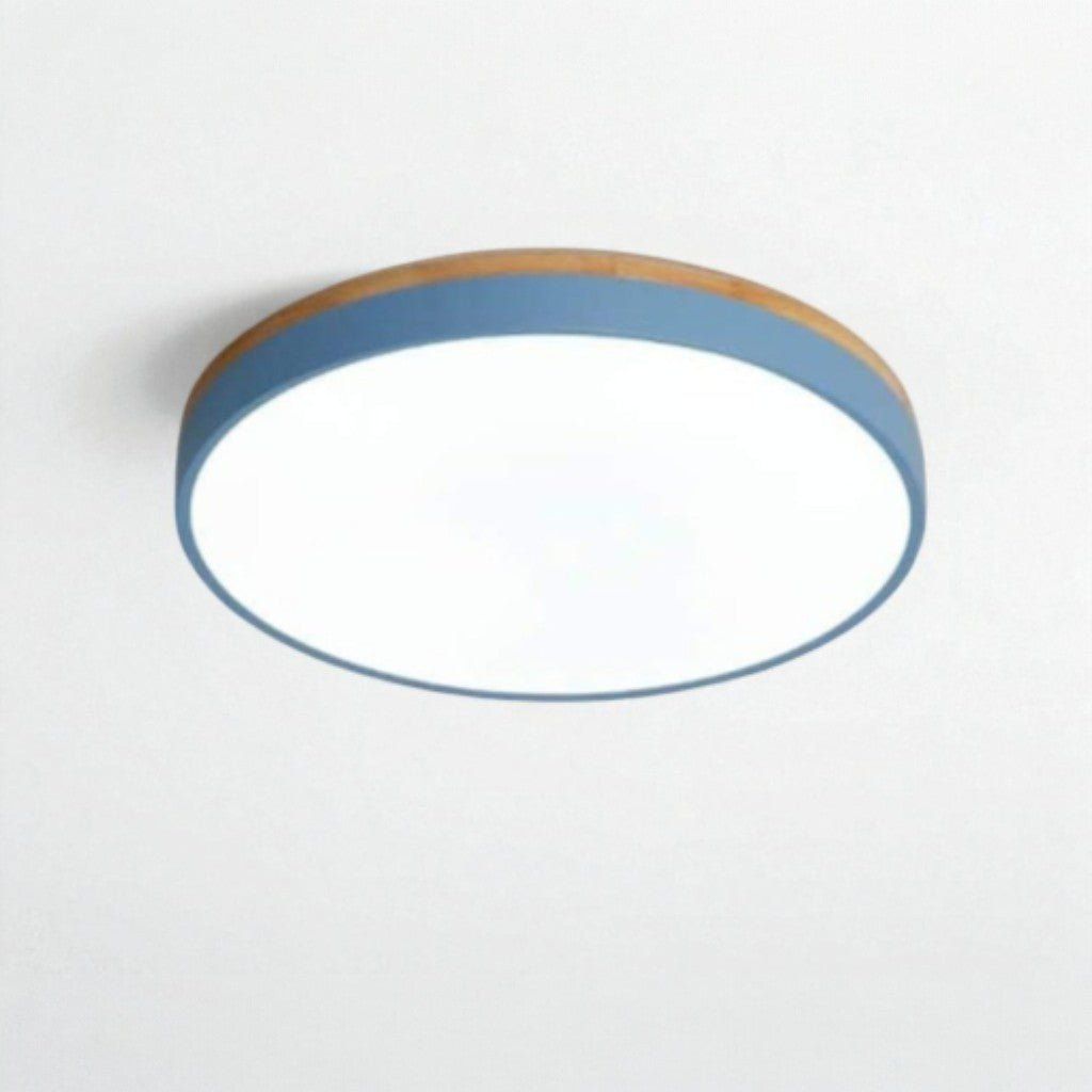 Lámpara de techo LED de montaje empotrado, marco de madera, redonda, acrílico, 12-20 pulgadas, cableada, para dormitorio, sala de estar, oficina, cocina, pasillo, moderna y minimalista