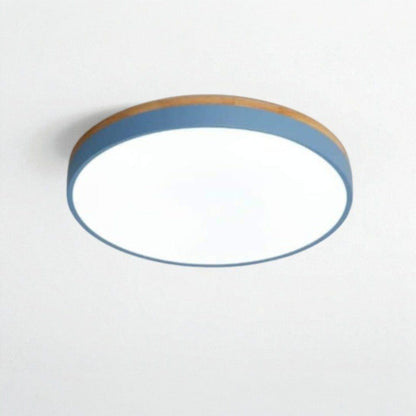 Lámpara de techo LED de montaje empotrado, marco de madera, redonda, acrílico, 12-20 pulgadas, cableada, para dormitorio, sala de estar, oficina, cocina, pasillo, moderna y minimalista