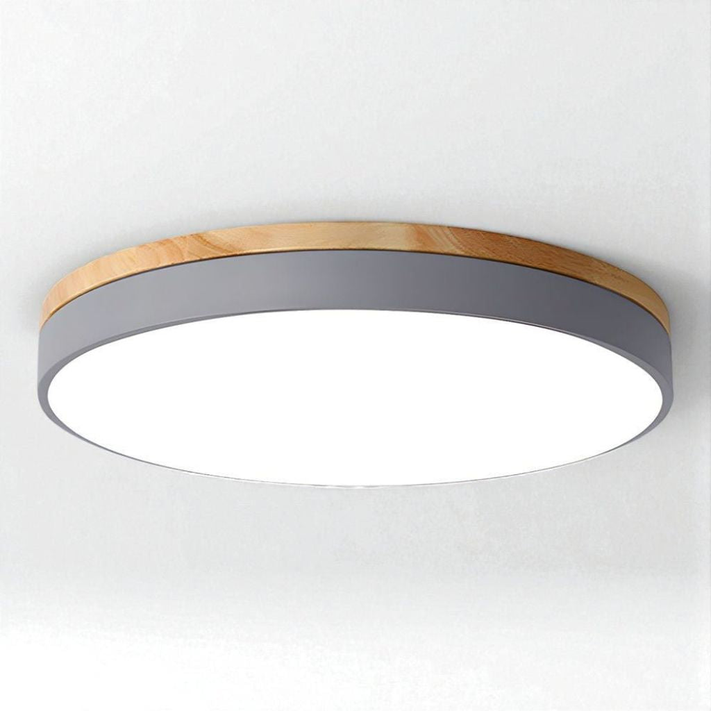 Lámpara de techo LED de montaje empotrado, marco de madera, redonda, acrílico, 12-20 pulgadas, cableada, para dormitorio, sala de estar, oficina, cocina, pasillo, moderna y minimalista