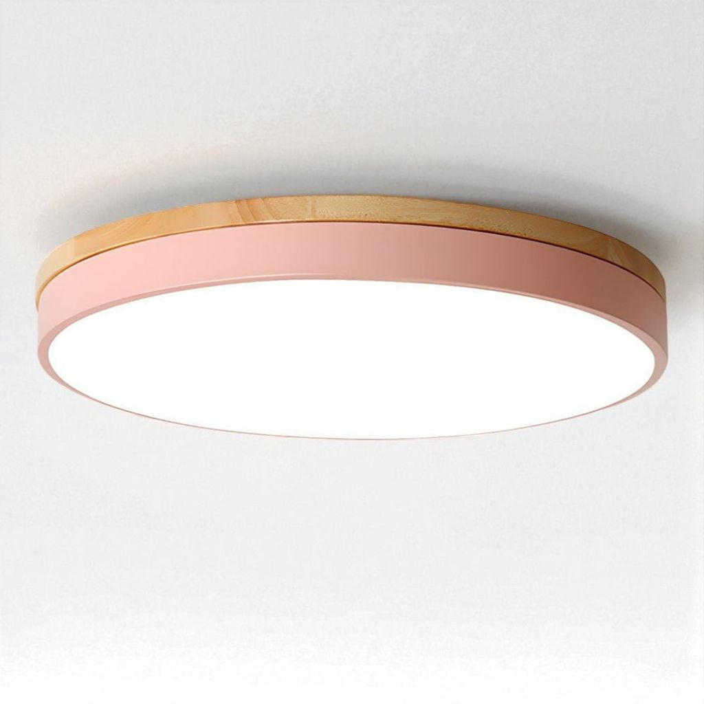 Lámpara de techo LED de montaje empotrado, marco de madera, redonda, acrílico, 12-20 pulgadas, cableada, para dormitorio, sala de estar, oficina, cocina, pasillo, moderna y minimalista