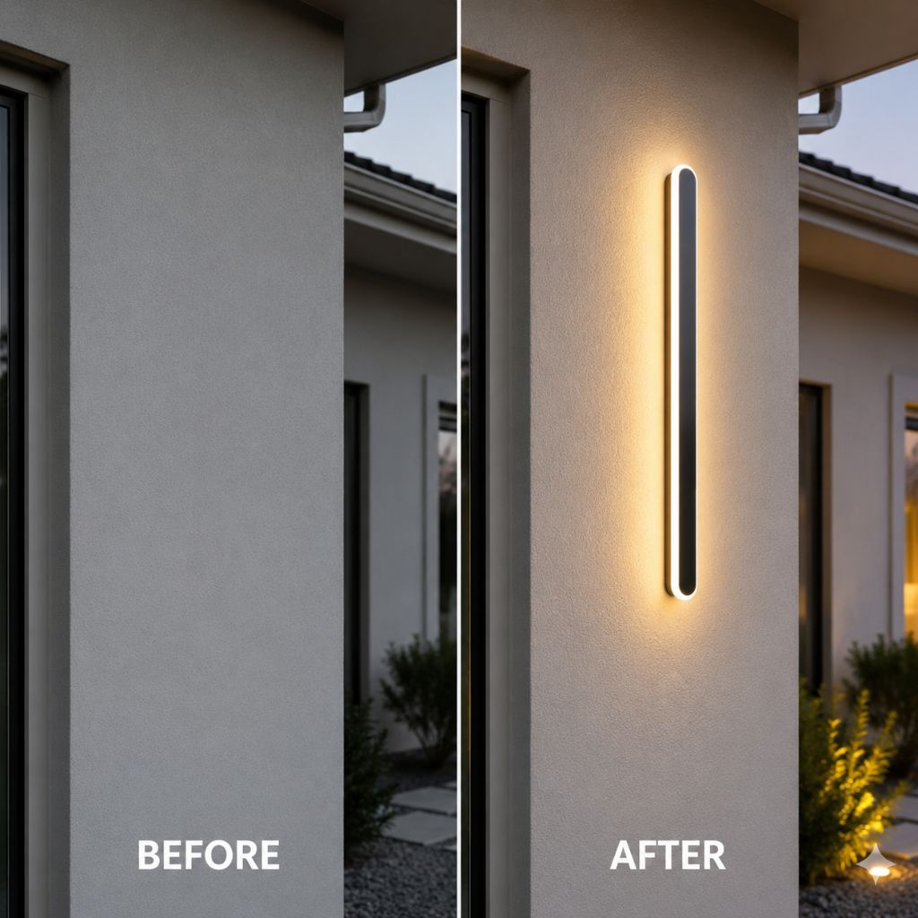 Curved Aluminum Outdoor Wall Sconce LED Hardwired Waterproof Light Fixture for Entryway Patio Porch Modern Exterior Lighting 12-39 Inch