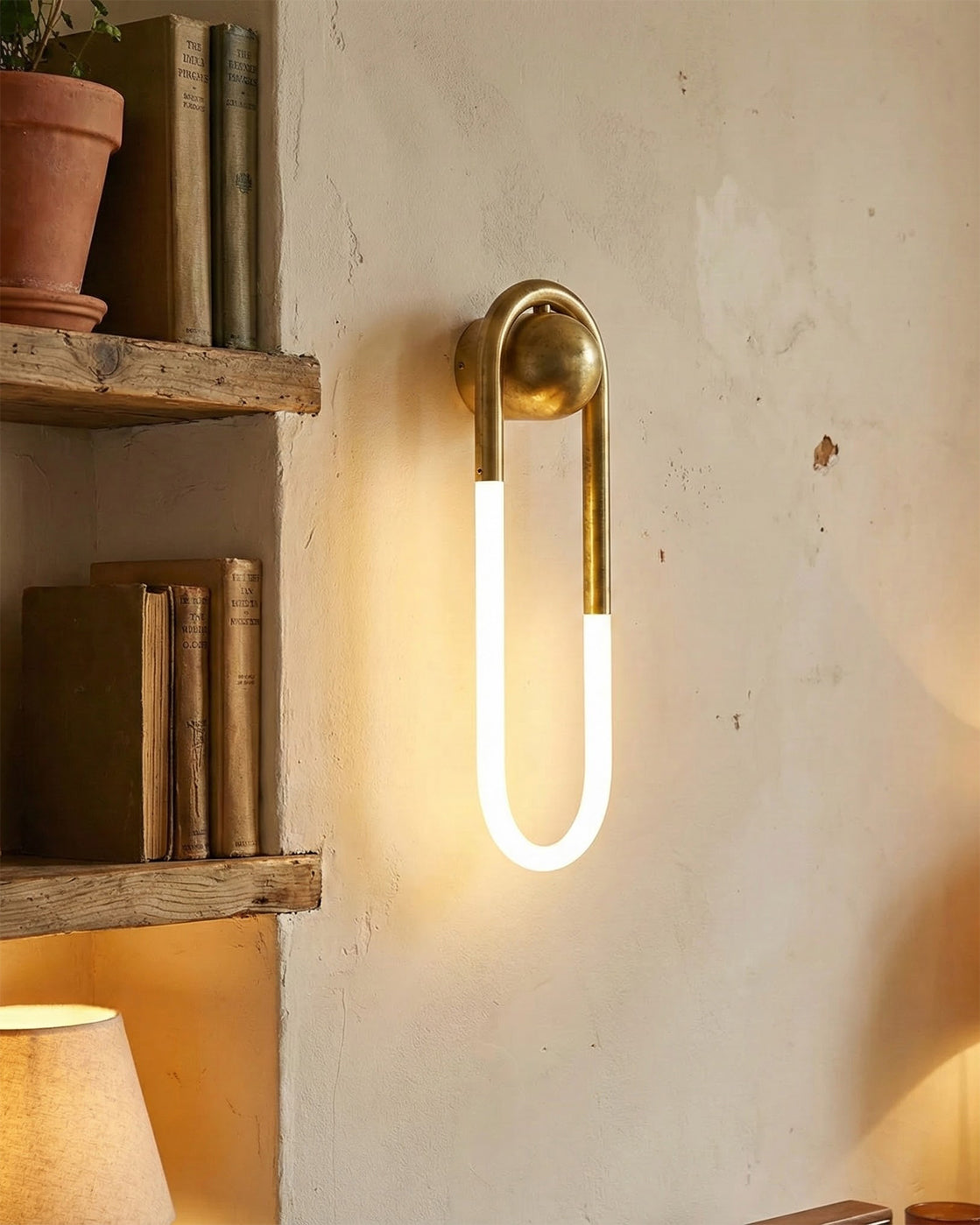 Sculptural Loop Sconce 9W Integrated LED Brass or Black Finish Dimmable Hardwired Fixture for Bedroom Hallway Living Room Contemporary Minim