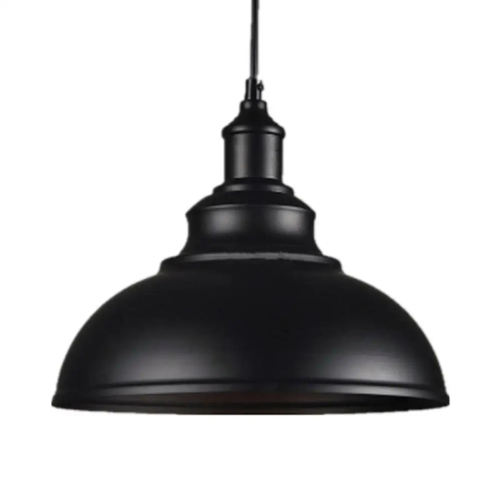 Industrial Metal Bowl Pendant Light Fixture for Kitchen Island, Dining Room & Entryway – Farmhouse Dome Hanging Ceiling Lamp