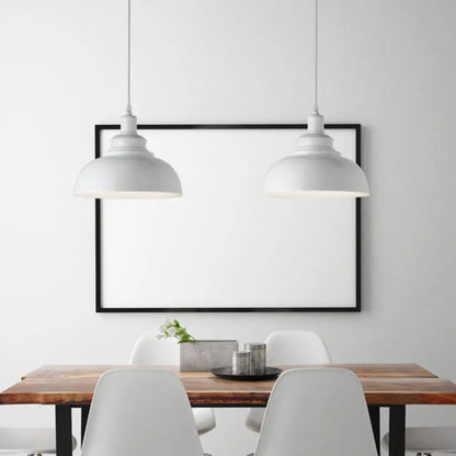 Industrial Metal Bowl Pendant Light Fixture for Kitchen Island, Dining Room & Entryway – Farmhouse Dome Hanging Ceiling Lamp