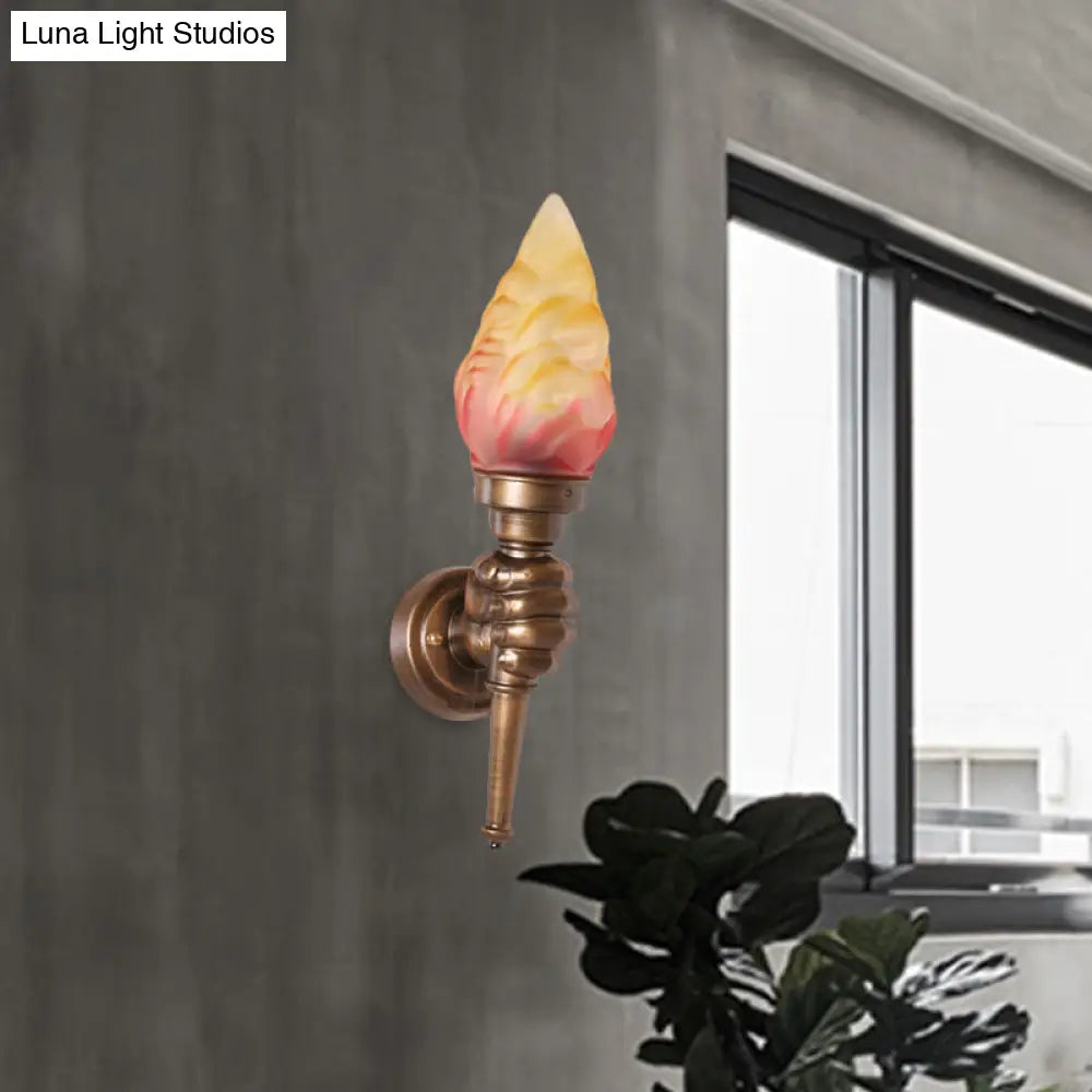 Single-Light Indoor Wall Sconce with Textured Glass Shade for Hallway, Living Room & Bedroom | Metal Bronze Finish Fixture with E26 Socket