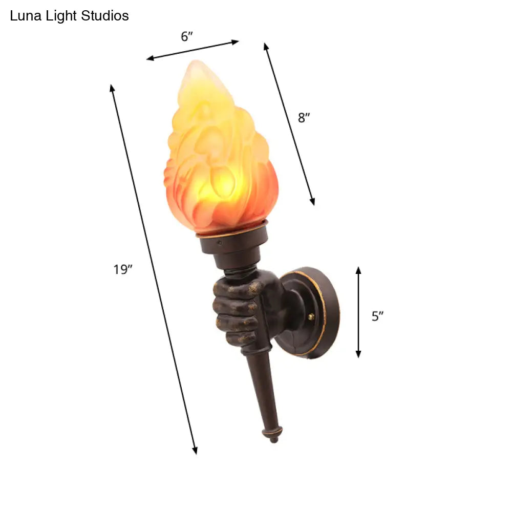 Single-Light Indoor Wall Sconce with Textured Glass Shade for Hallway, Living Room & Bedroom | Metal Bronze Finish Fixture with E26 Socket