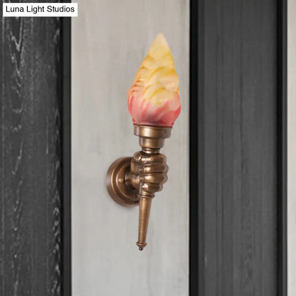 Single-Light Indoor Wall Sconce with Textured Glass Shade for Hallway, Living Room & Bedroom | Metal Bronze Finish Fixture with E26 Socket