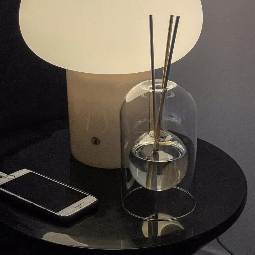 Reed Diffuser Set with Hollow Glass Vessel for Essential Oils - Natural Wood & Glass Aromatherapy Dispenser for Home, Office, Bedroom & Livi