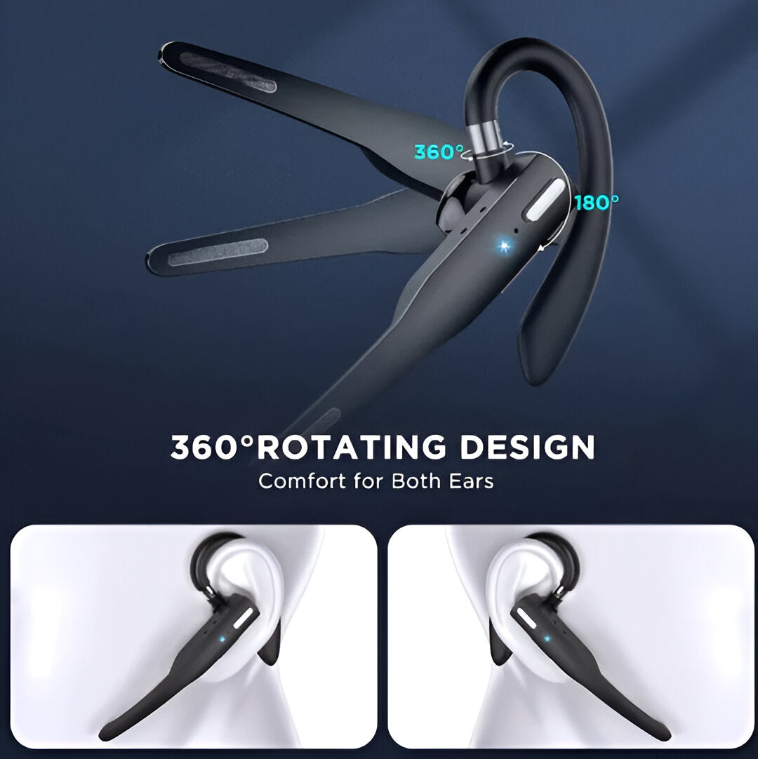 Over-Ear Bluetooth Headset with Dual Microphone Noise Reduction for Calls and Work | Professional Hands-Free Earpiece for Truckers Drivers R