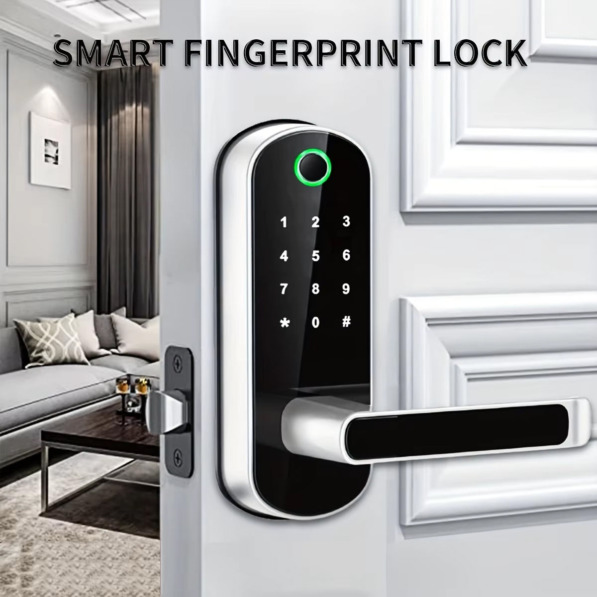 Biometric Door Lock with Fingerprint Scanner & App Control – 5 Entry Methods, 200 User Capacity