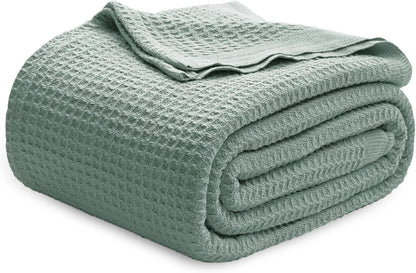 Cozy Haven | 100% Cotton Queen Blanket with Cooling Waffle Weave | Soft & Breathable for Summer Comfort