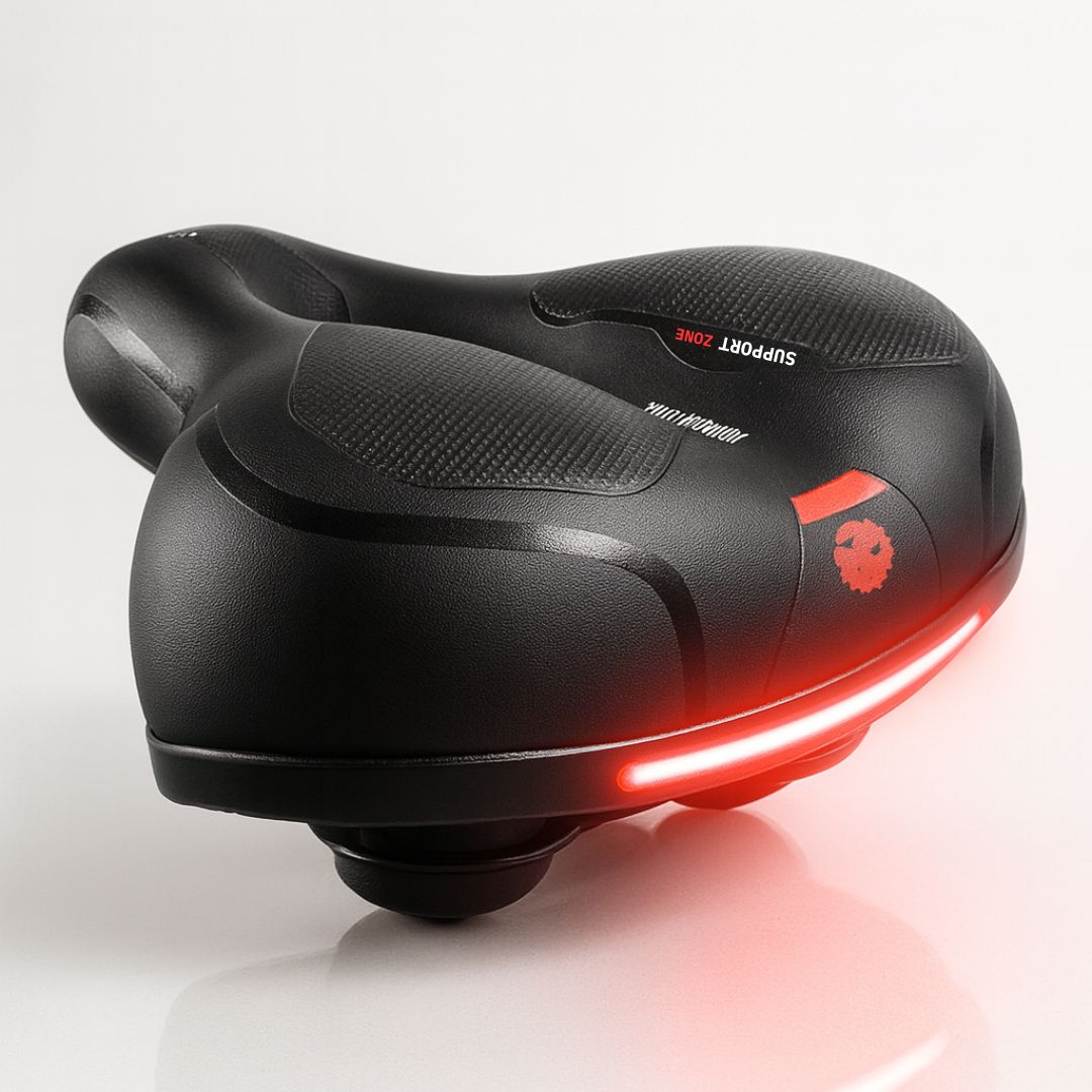 Cushioned Bicycle Seat with Built-In Suspension & Reflector for Road & Mountain Bikes, Comfort Gel Foam Padded Bike Saddle for Men Women