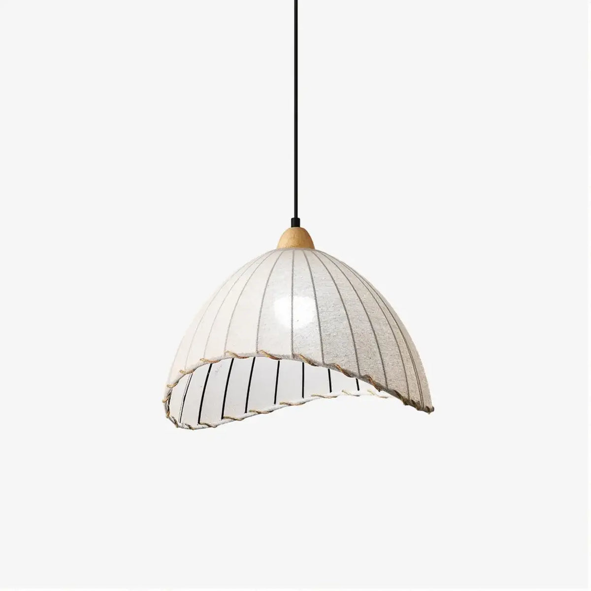 Wood & Linen Drum Ceiling Light 59 in Drop for Dining Tables Kitchen Islands E27 Socket Adjustable Hanging Fixture Natural Minimalist