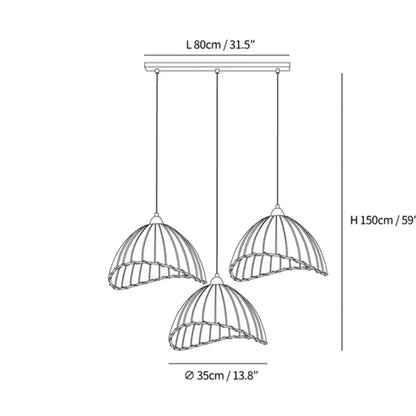 Wood & Linen Drum Ceiling Light 59 in Drop for Dining Tables Kitchen Islands E27 Socket Adjustable Hanging Fixture Natural Minimalist