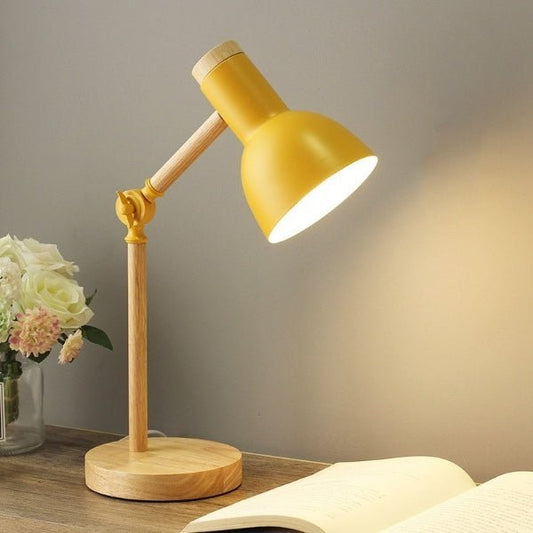 Lámpara de mesa LED con acabado de madera y control táctil para oficina en casa, dormitorio y rincón de lectura