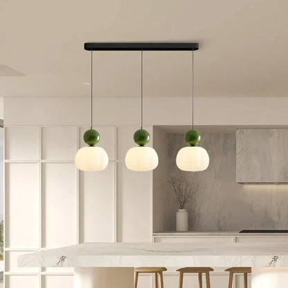 Cream Art Deco Hanging Lamp with Metal Dome Shade for Kitchen & Dining Room | Modern Geometric Pendant Ceiling Fixture