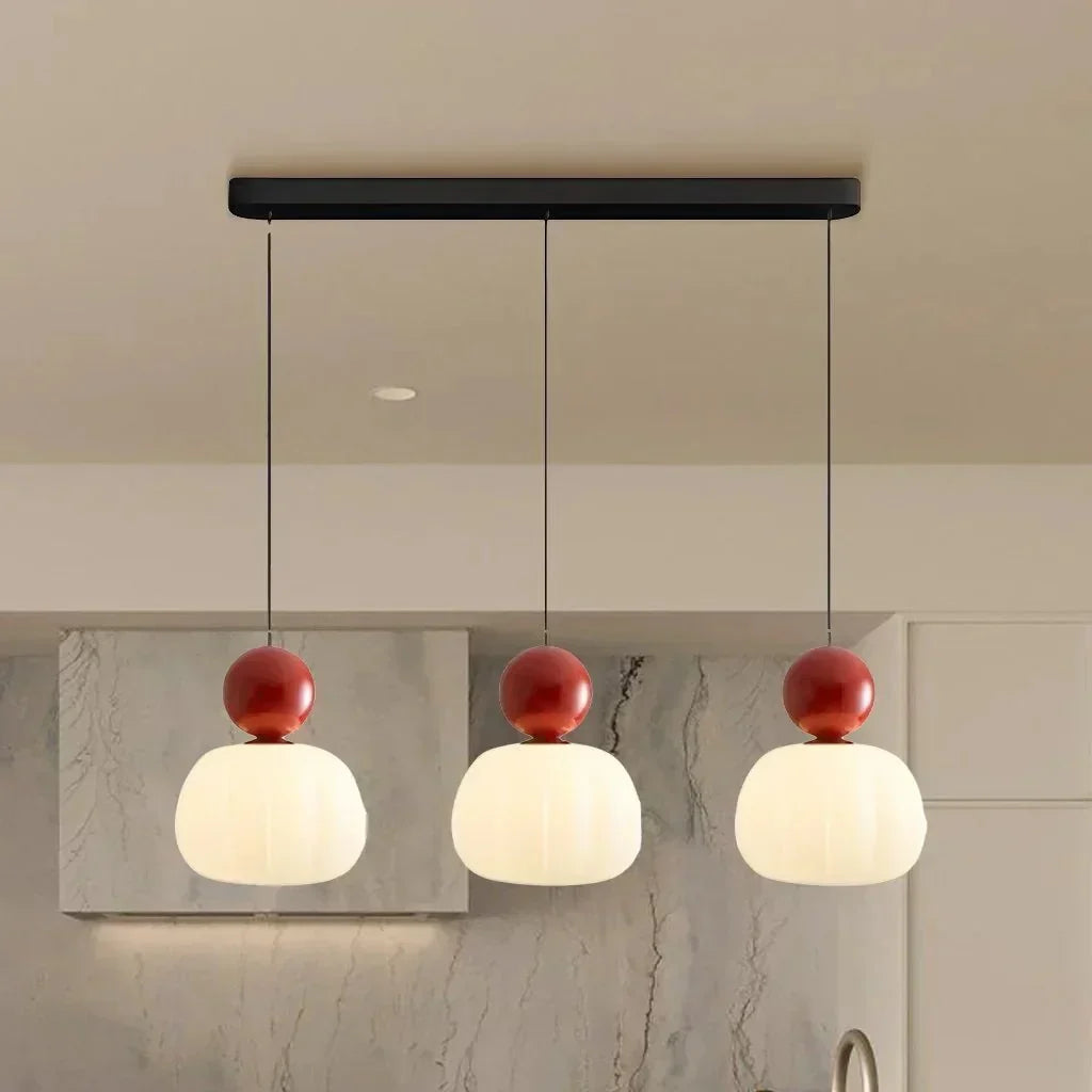 Cream Art Deco Hanging Lamp with Metal Dome Shade for Kitchen & Dining Room | Modern Geometric Pendant Ceiling Fixture
