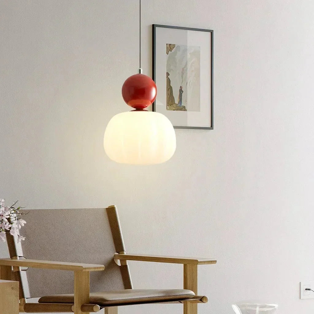 Cream Art Deco Hanging Lamp with Metal Dome Shade for Kitchen & Dining Room | Modern Geometric Pendant Ceiling Fixture