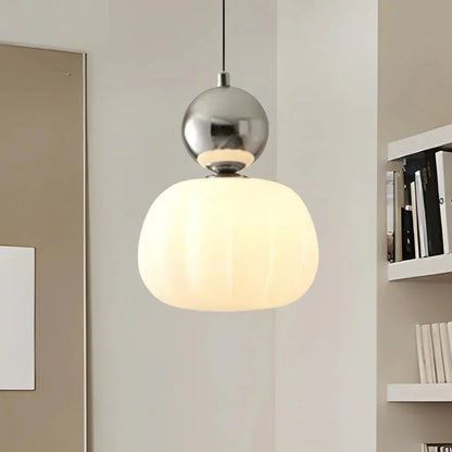 Cream Art Deco Hanging Lamp with Metal Dome Shade for Kitchen & Dining Room | Modern Geometric Pendant Ceiling Fixture