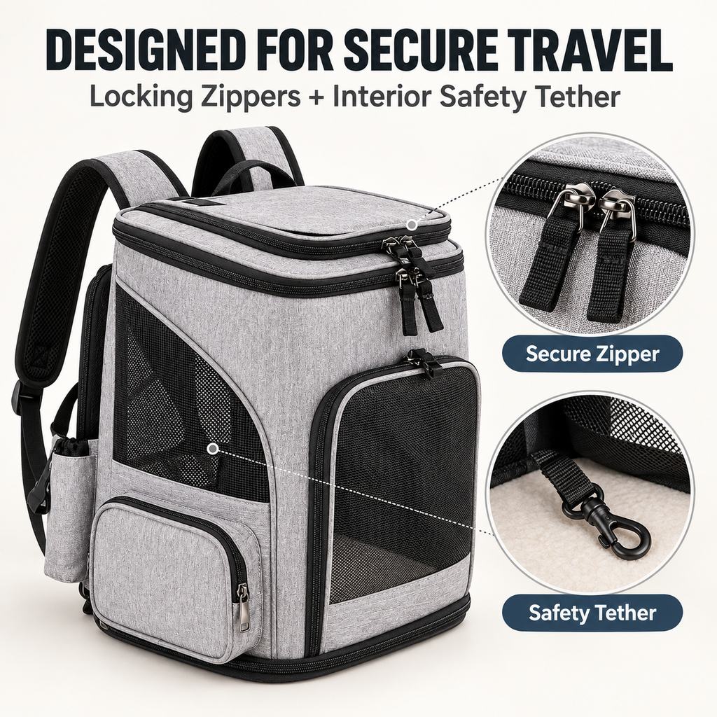 Ortekor Expandable Pet Carrier Backpack for Cats & Small Dogs - Breathable Mesh Travel Backpack with Extra Rest Space for Trips & Vet Visits