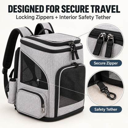 Ortekor Expandable Pet Carrier Backpack for Cats & Small Dogs - Breathable Mesh Travel Backpack with Extra Rest Space for Trips & Vet Visits